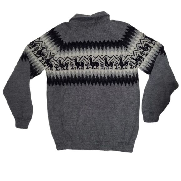 ALPACA gray zip up knit cardigan‎ shacket sweater unisex M - Picture 3 of 8